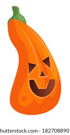 Calabaza de vacaciones de halloween de otoño con la expresión de carcajadas de risa ilustración vectorial aislada en fondo blanco