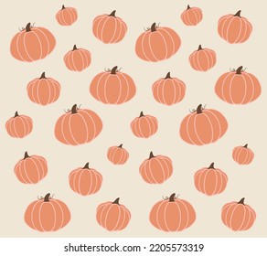 Autumn Halloween pattern with pumpkin and stars. Vector illustration.