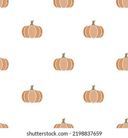 Autumn halloween pumpkin background. Cute guards seamless pattern on white. Vector illustration