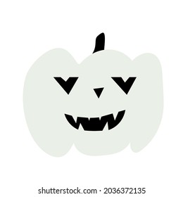 Autumn halloween scary  pumpkin. Harvest season. Holiday card. Vector illustration perfect for card, kids design. Isolated on white background.