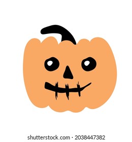 Autumn halloween scary pumpkin. Harvest season. Holiday card.