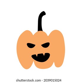 Autumn halloween scary pumpkin. Harvest season. Holiday card.