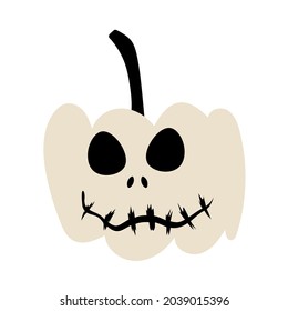 Autumn halloween scary pumpkin. Harvest season. Holiday card.