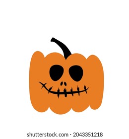 Autumn halloween scary pumpkin. Harvest season. Holiday card.