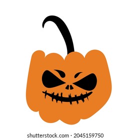 Autumn halloween scary pumpkin. Harvest season. Holiday card.