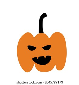 Autumn halloween scary pumpkin. Harvest season. Holiday card.