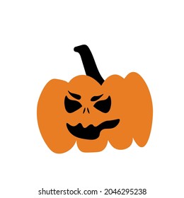 Autumn halloween scary pumpkin. Harvest season. Holiday card.