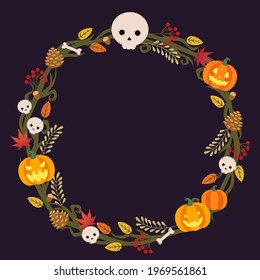 Autumn Halloween vector illustration frame