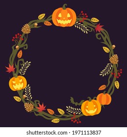 Autumn Halloween vector illustration frame