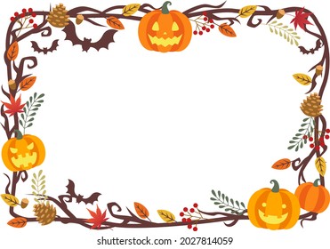Autumn Halloween vector illustration frame background