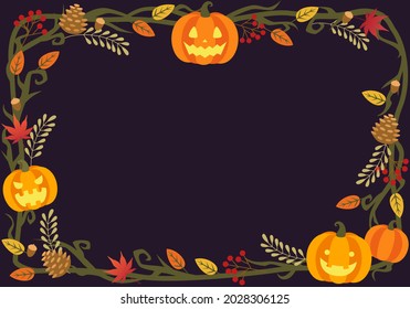 Autumn Halloween vector illustration frame background