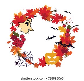 Autumn, halloween wreath frame