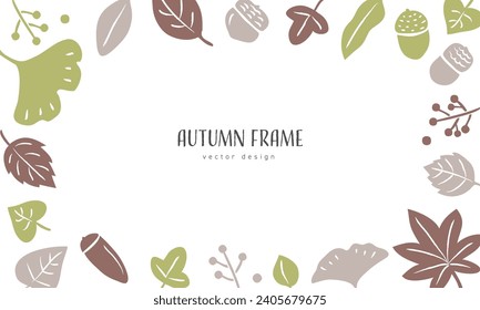 Autumn hand drawn background frame in scandinavian style