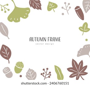 Autumn hand drawn background frame in scandinavian style