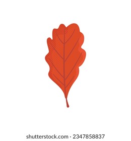 Autumn hand drawn clipart. Fall season cozy symbol. Autumn seasonal element - red oak leaf. Harvest colorful illustration. Thanksgiving flat icon. Stock vector design.