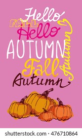 Autumn Hand drawn doodle set.Vector set of different hand drawn autumn elements. Vector illustration