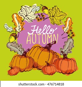 Autumn Hand drawn doodle set.Vector set of different hand drawn autumn elements. Vector illustration