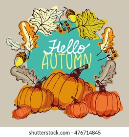 Autumn Hand drawn doodle set.Vector set of different hand drawn autumn elements. Vector illustration