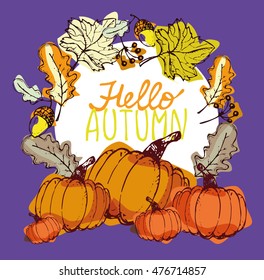 Autumn Hand drawn doodle set.Vector set of different hand drawn autumn elements. Vector illustration