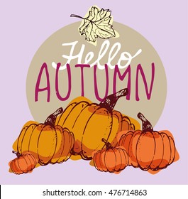 Autumn Hand drawn doodle set.Vector set of different hand drawn autumn elements. Vector illustration