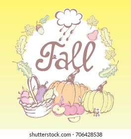 Autumn Hand drawn doodle set.Vector set of different hand drawn autumn elements. Vector illustration