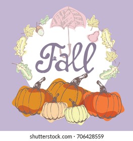 Autumn Hand drawn doodle set.Vector set of different hand drawn autumn elements. Vector illustration