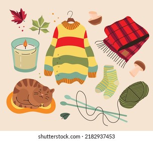 Autumn Hand drawn Element collection. Vector Illustration.