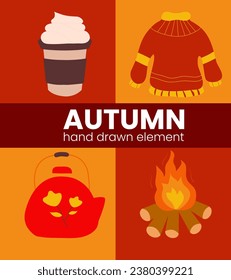 autumn hand drawn element vector illustration