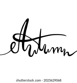 Autumn hand drawn endless calligraphy design template. T-shirt, greeting card, banner lettering illustration. Vector illustration isolated on white background.