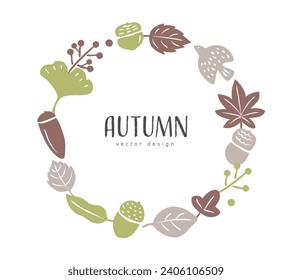 Autumn hand drawn frame in scandinavian style