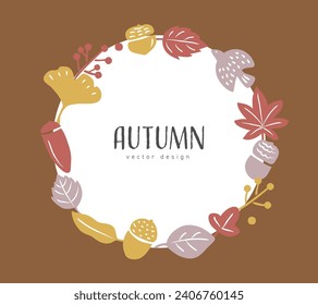 Autumn hand drawn frame in scandinavian style