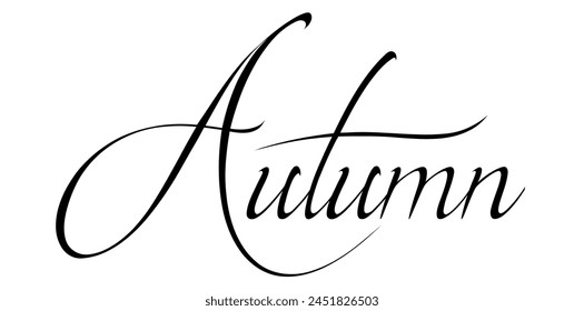 Icono de letras dibujado a mano de otoño, nombre de la estación en el estilo de caligrafía Ilustración vectorial aislada. 