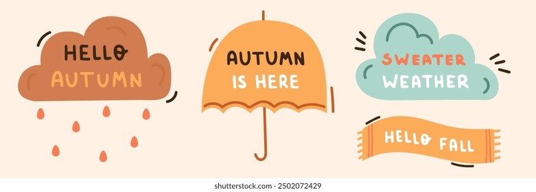 Conjunto de Vector de letras dibujado a mano de otoño
