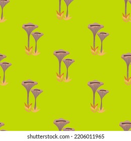 Autumn hand drawn seamless pattern with seasonal elements on green background. Great for fabric, wallpaper, textile, packaging. Vector illustration.