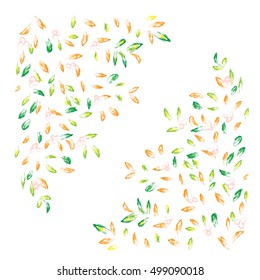 Autumn hand drawn vector background. Colorful leaves clip art, isolated on white. Bright design element for postcard, greeting card, banner or print advertising