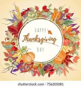 Autumn hand drawn vector illustration. Bright colorful elements on light background can be used for invitation, card, banner template, flyer, sale, website, cover. Art concept.