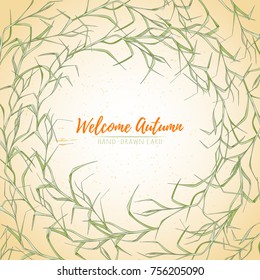 Autumn hand drawn vector illustration. Bright colorful elements on light background can be used for invitation, card, banner template, flyer, sale, website, cover. Art concept.