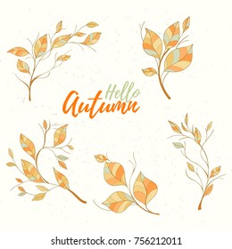 Handgezeichnete Vektorgrafik vom Herbst. Helle bunte Elemente auf hellem Hintergrund können für Einladung, Karte, Bannervorlage, Flyer, Verkauf, Website, Cover verwendet werden. Kunstkonzept.