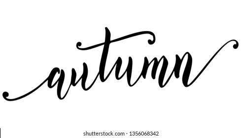 Autumn hand drawn vector lettering design. Brush lettering for seasonal design.