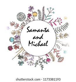 Autumn hand drawn wreath. Vector wedding design