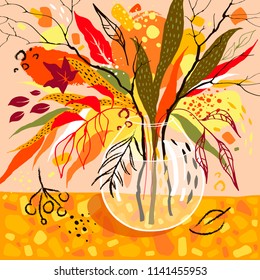 Autumn hand-drawn bouquet.Vector illustration