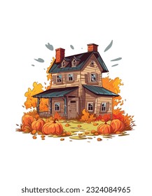 Autumn Harvest Farmhouse Scenevector design
