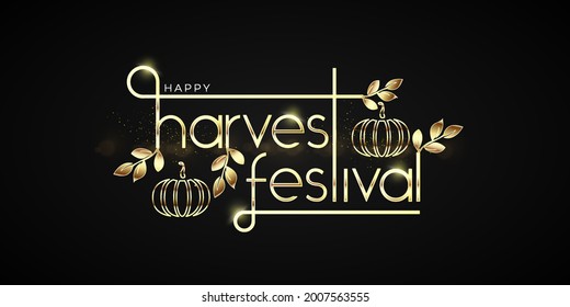 Autumn harvest festival letters banner, vector art and illustration. can use for, landing page, template, ui, web, mobile app, poster, banner, flyer, background