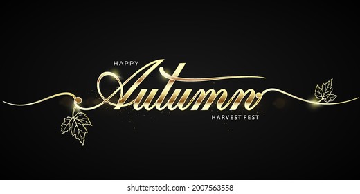 Autumn harvest festival letters banner, vector art and illustration. can use for, landing page, template, ui, web, mobile app, poster, banner, flyer, background