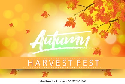 Autumn harvest festival poster, Harvest fest design perfect for prints, flyers,banners,invitations and more.Vector autumn illustration.
