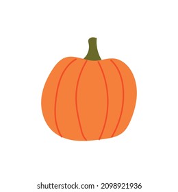 Autumn harvest orange pumpkin hand drawn naive art