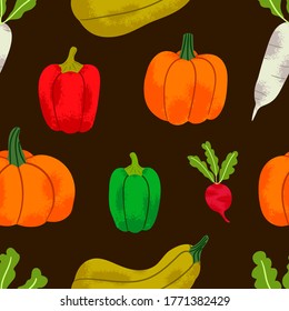 Autumn Harvest Pattern, Seamless Pattern, Vector Illustration EPS 10.