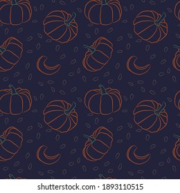 Autumn harvest. Pumpkin seamless pattern.	