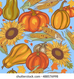 autumn harvest, seamless vector pattern