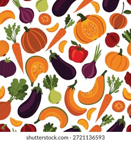Ilustración de patrón de vegetales de cosecha de otoño	